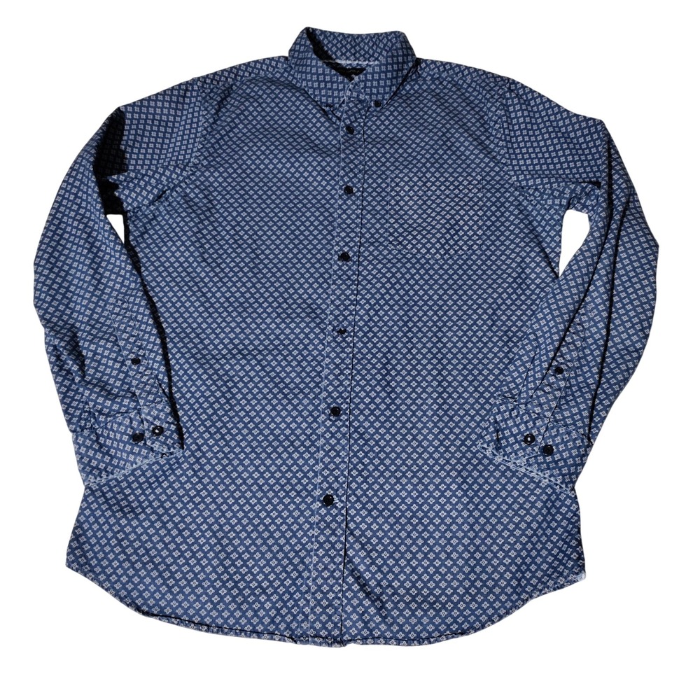 Banana Republic Grant Slim Fit Blue Geometric Button Down Shirt L - Imperfect